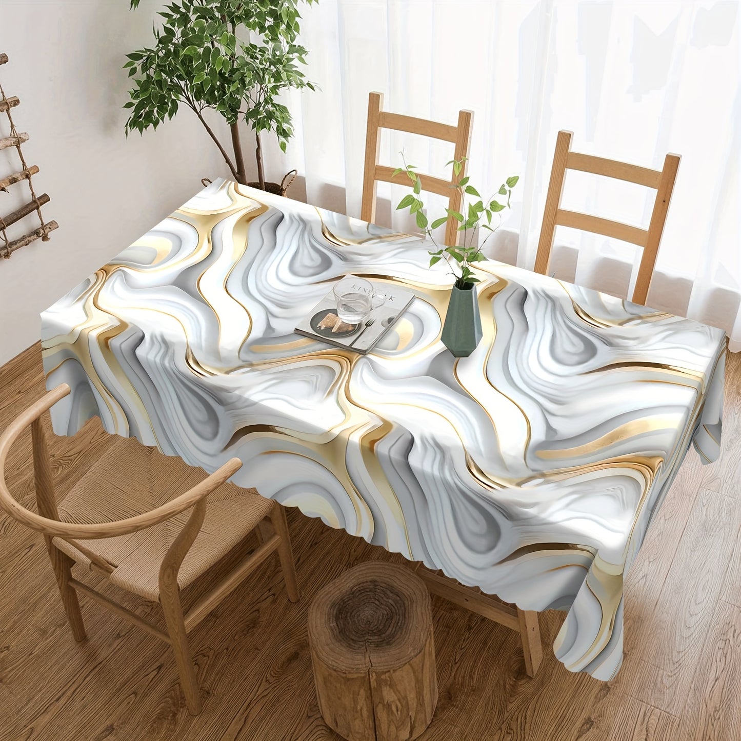 1pc Spring-Themed Marble Rectangle Tablecloth - Stain-Resistant, Erasable, Waterproof, and Easy-to-Clean - Decorative Table Cover for Home, Kitchen, Restaurant, and Easter Celebrations