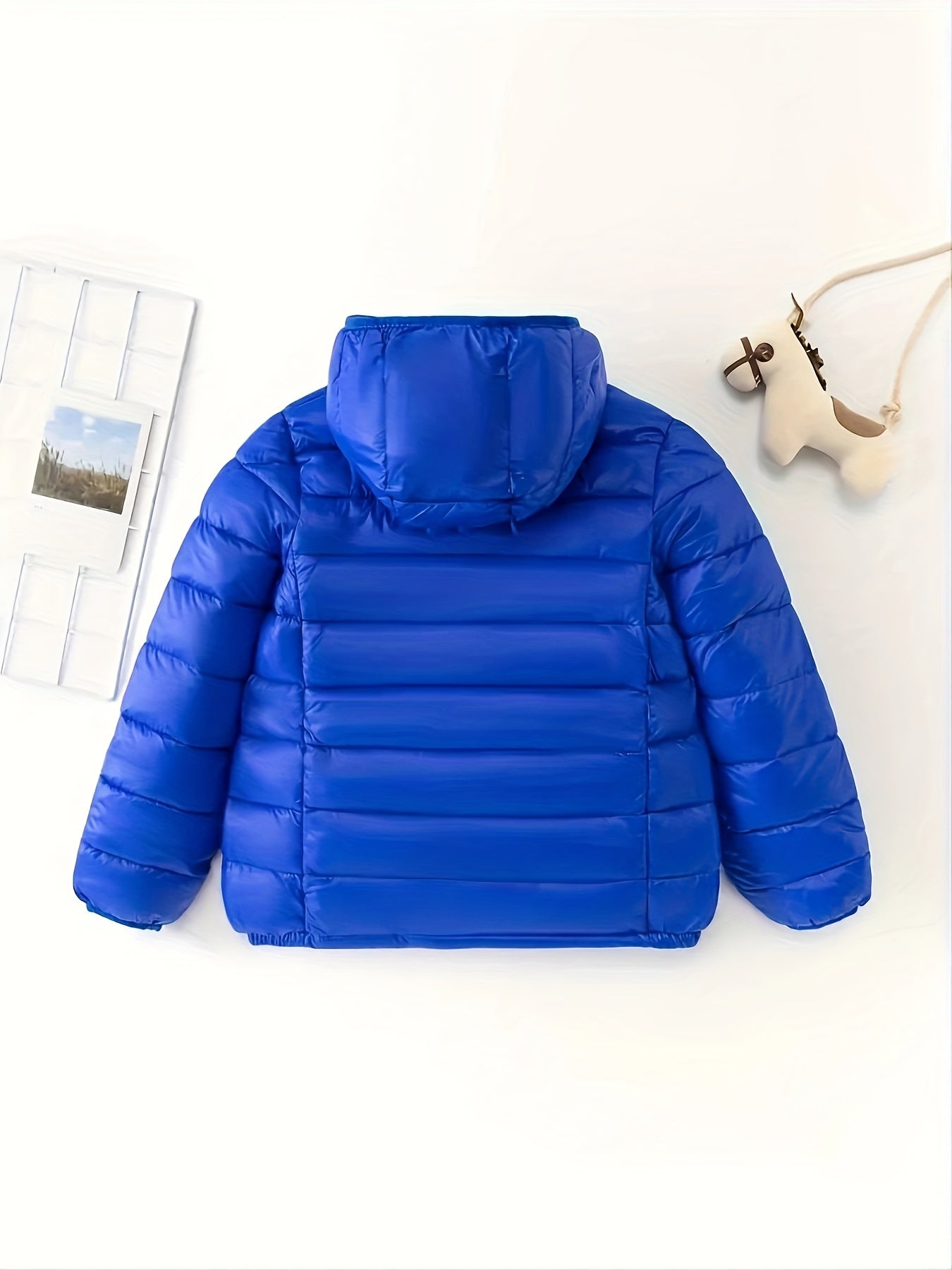 Kid's Solid Color Hooded Down Jacket, Light-weight Warm Zip Up Jacket, Boy's Clothes For Winter Outdoor, As Gift