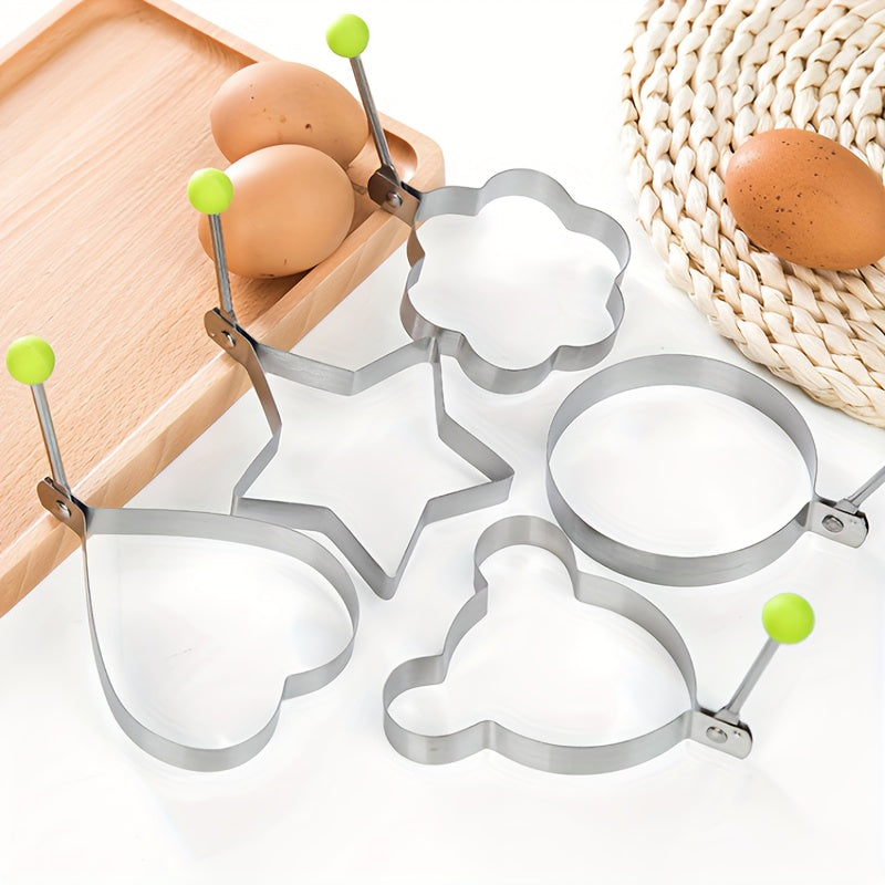 5pcs, Egg Rings, Stainless Steel Egg Cooking Rings, Pancake Mold For Frying Eggs And Omelet, Kitchen Gadgets, Kitchen Stuff, Kitchen Accessories, Home Kitchen Items