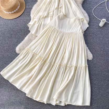 - Vacation Suit Irregular Halter Halter Top Draping Fairy Dress GEU793