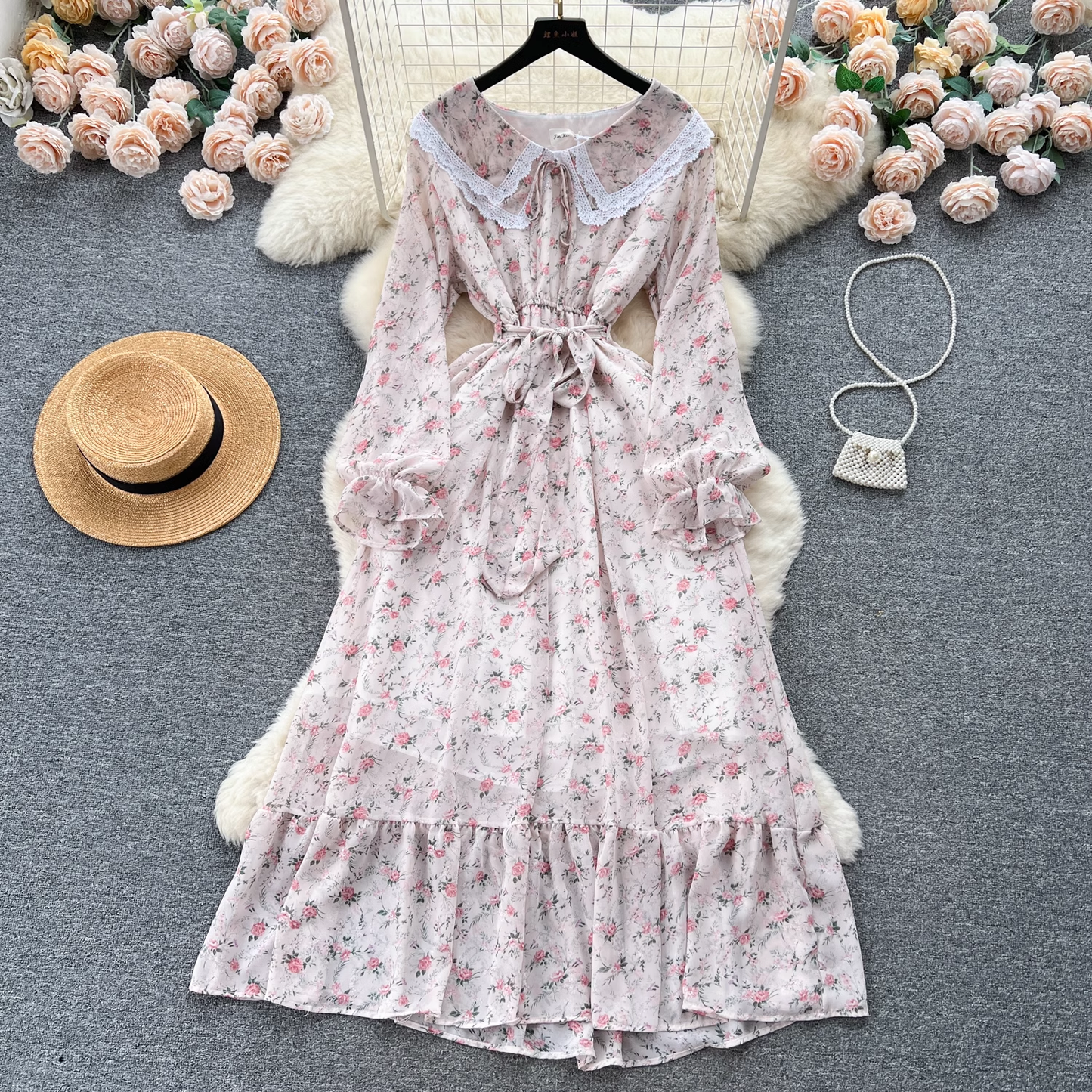 vmtvr- women's doll collar floral dress GEU517