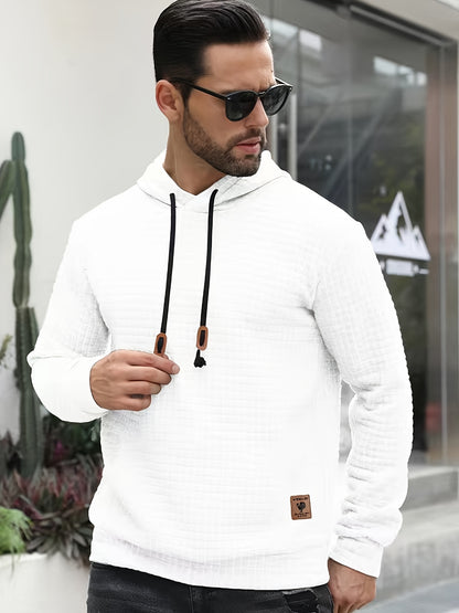 Mens Solid Color Hoodie - Ultra-Soft & Loose Fit - Trendy Hooded Pullover for Casual Autumn & Winter Wear - Durable Seasonal Essential