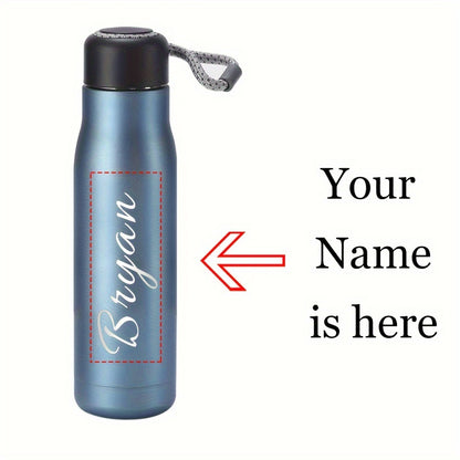 Custom Engraved Insulated Sports Water Flasks - Personalized Stainless Steel Drink Containers for Hot and Cold Beverages, 13.53/18.6 oz Capacity, with Carrying Loop