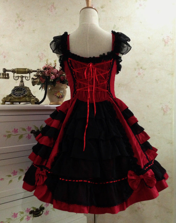 vmtvr pirates vs sailors drees to impress Lolita Princess Dress Gothic Chiffon Lace Bow Cosplay Ball Gown Sling Dress