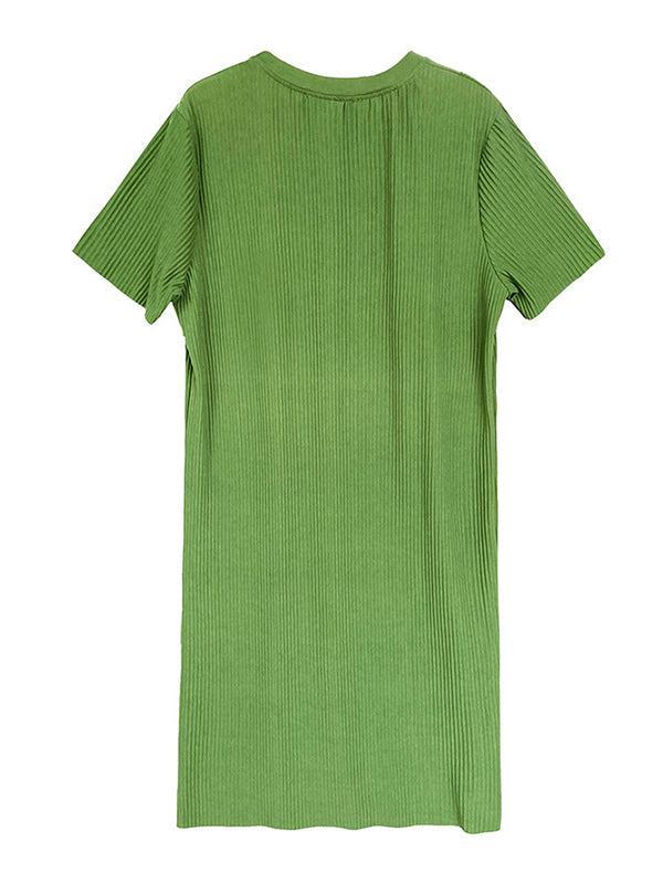 vmtvr - Original Casual Pleated Solid Color Midi Dress