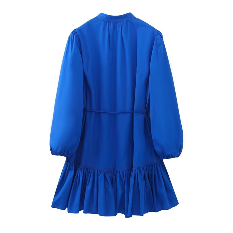 vmtvr- Royal blue tiered embellished shirt dress GEU553