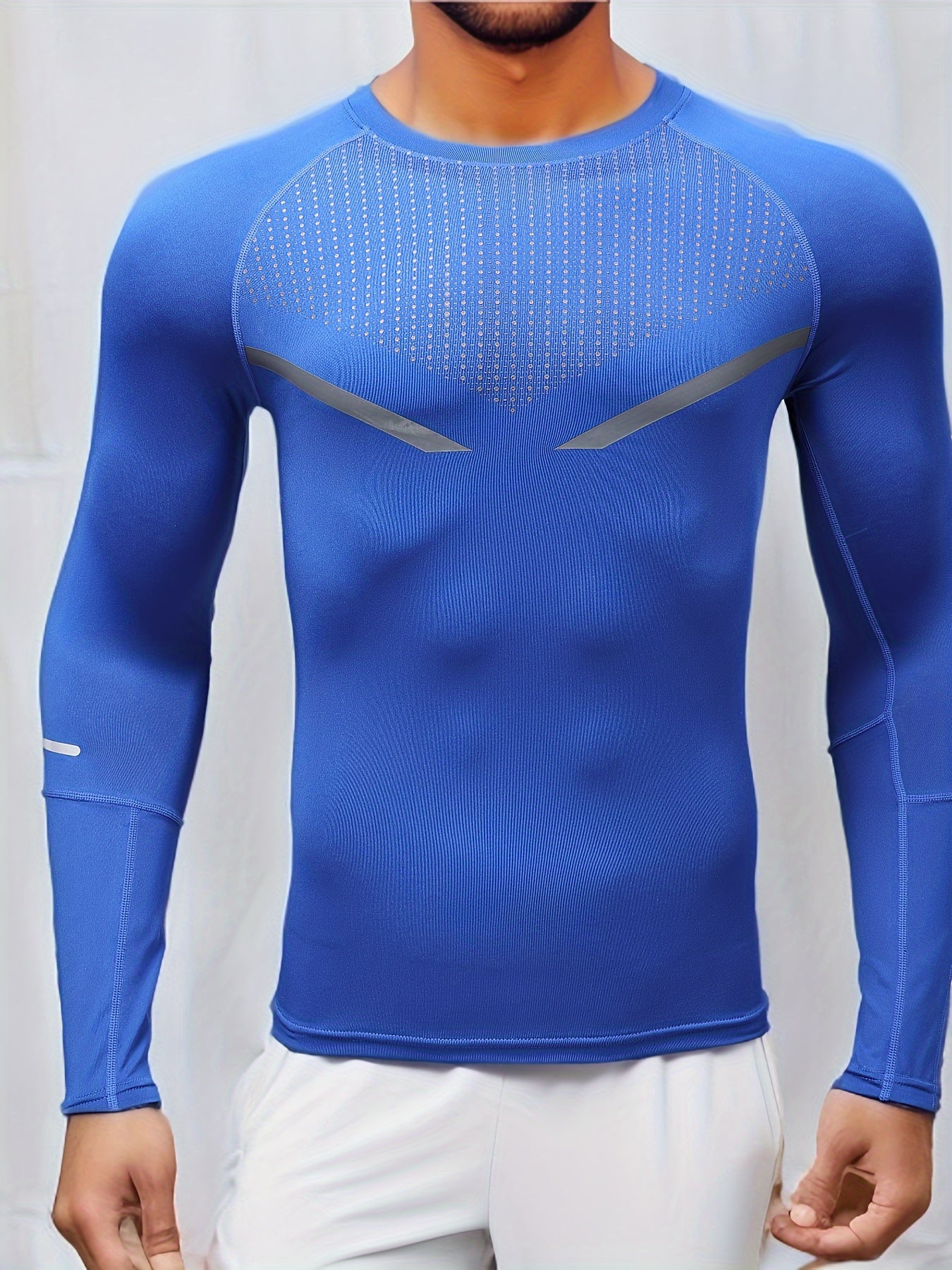 All-Season Men's Stretchy Fitness Shirt: Quick-Dry, Breathable, Long Sleeve Crew Neck - Perfect for Sports & Daily Wear