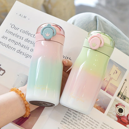 1pc, Small Vacuum Flask, 10.82oz Gradient Color Insulated Water Bottles, Cute Travel Thermal Cups, For Hot And Cold Beverages, Summer Winter Drinkware, Gifts