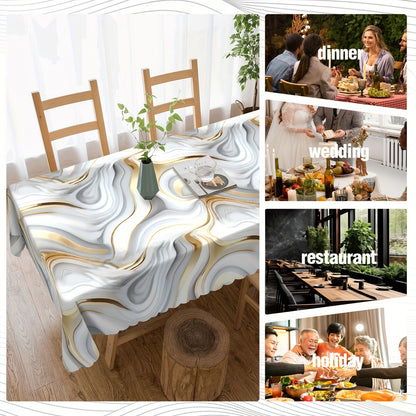 1pc Spring-Themed Marble Rectangle Tablecloth - Stain-Resistant, Erasable, Waterproof, and Easy-to-Clean - Decorative Table Cover for Home, Kitchen, Restaurant, and Easter Celebrations