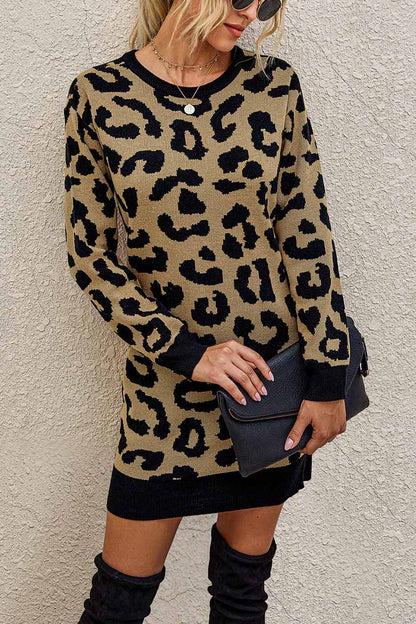 vmtvr -  Leopard Print Oneck Mini Dress