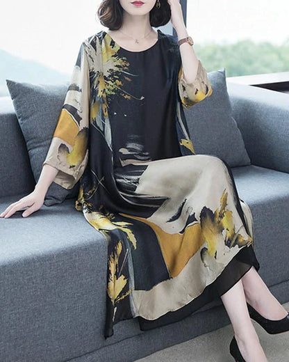 Women's Shift Dress Maxi Long Dress - Long Sleeve Geometric Hot Slim Black