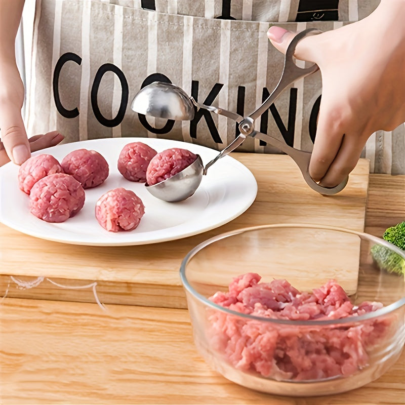 1pc Meat Ballers, Stainless Steel Non-stick Meatball Maker, Tongs, Cake Pop Meatball Maker Ice Tongs, Cookie Dough Scoop For Kitchen