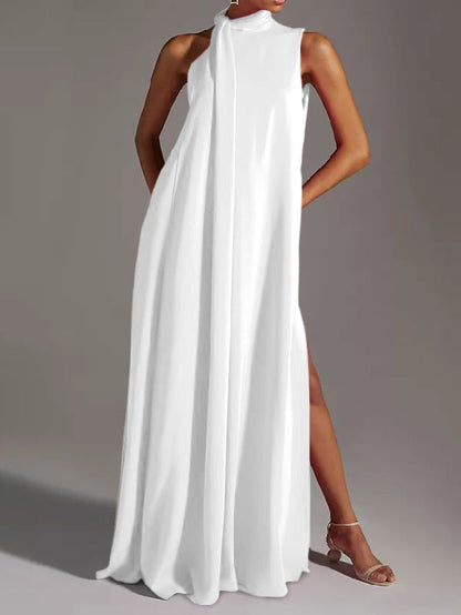 vmtvr - Sleeveless Solid Color Split-Side Round-Neck Maxi Dresses