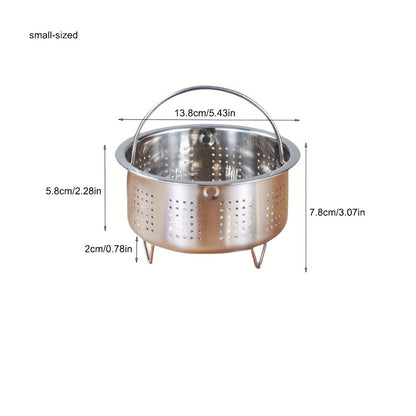 1pc Premium Stainless Steel Steamer Basket - Electric Rice Cooker Compatible, Multi-Functional Food Heater, Safe Scald-Proof Handle Base, Perfect for Vegetable & Fruit Drain