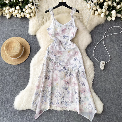 - women's summer floral suspender dress GEU424