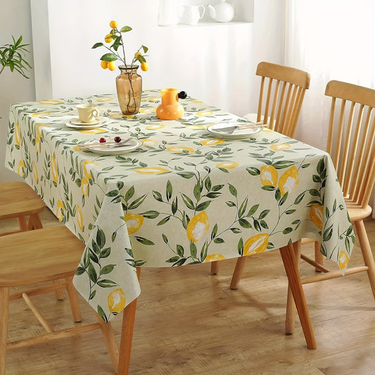 1pc Vibrant Lemon PVC Rectangle Waterproof Oil-proof Tablecloth - Tablecloths - Wipeable, Stain-Resistant, Easy Clean, Perfect for Kitchen, Party, Picnic, Patio, Outdoor Decor, and Home Supplies