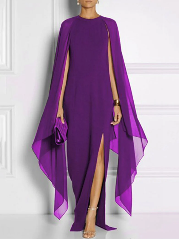 vmtvr - Loose Solid Color Round-Neck Maxi Dresses