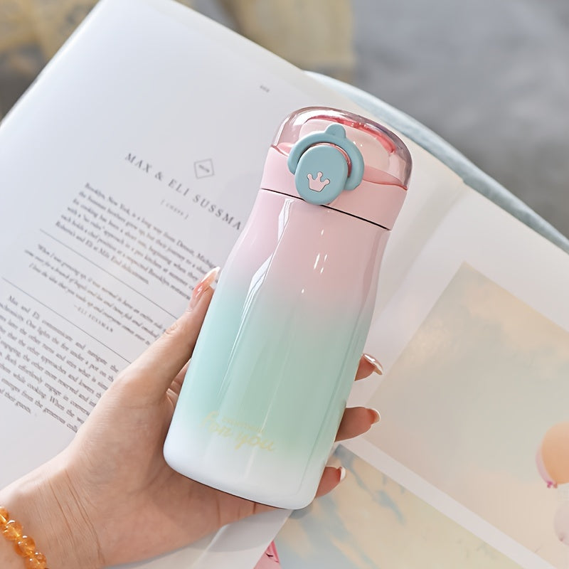 1pc, Small Vacuum Flask, 10.82oz Gradient Color Insulated Water Bottles, Cute Travel Thermal Cups, For Hot And Cold Beverages, Summer Winter Drinkware, Gifts