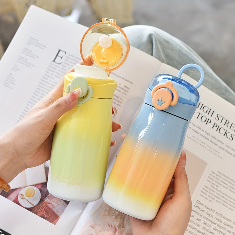 1pc, Small Vacuum Flask, 10.82oz Gradient Color Insulated Water Bottles, Cute Travel Thermal Cups, For Hot And Cold Beverages, Summer Winter Drinkware, Gifts