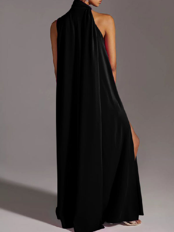 vmtvr - Sleeveless Solid Color Split-Side Round-Neck Maxi Dresses