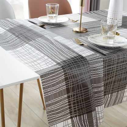 1PC Premium PVC Striped Waterproof and Heat-Resistant Tablecloth - Easy to Clean, Wash-Free, Reusable, and Durable Dining Cloth for Coffee Table, Indoor and Outdoor Use - Perfect for Family Gatherings, Parties, and Everyday Meals