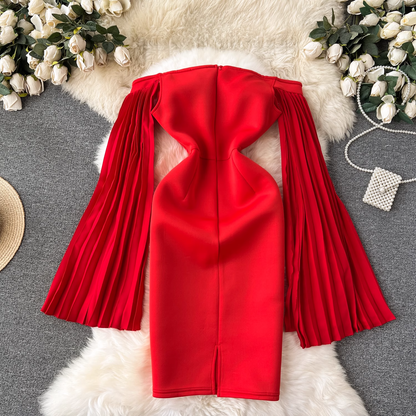 - Off The Shoulder Red Party Dress  GEU810