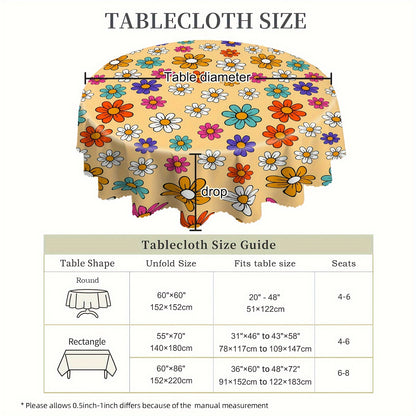 1pc Rectangle Embroidered Linen Tablecloth - Wrinkle-Free, Spring-Inspired Kitchen & Dining Table Linens for Outdoor and Indoor Use