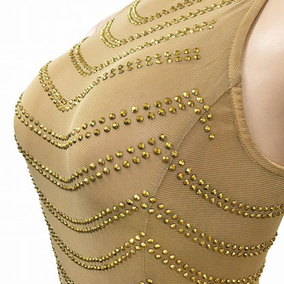 O-neck Sparkly Rhinestone Bodycon Maxi Dresses Women Wedding Evening Backless Mesh See Through Night Club Birthday Party Dress