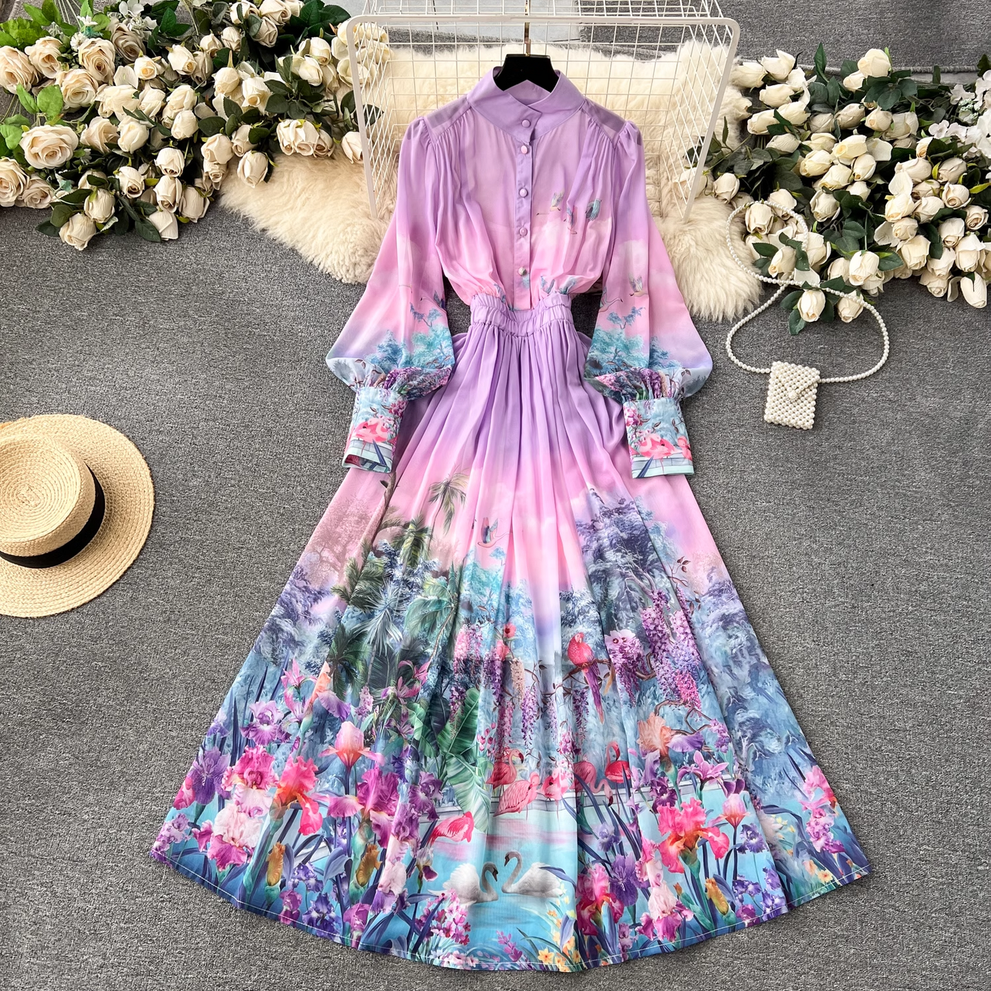 - Long chiffon resort dress GEU1150