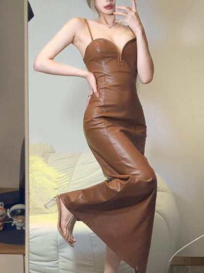 Bela Leather Maxi Dress