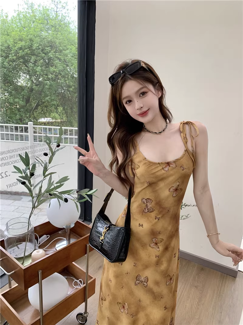 - women's summer oil painting printed suspender dress GEU1181