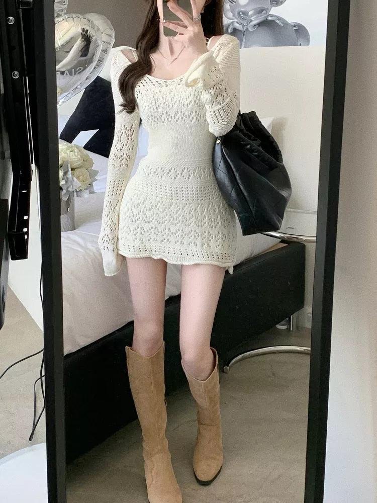 Calynda Knitted Lace Mini Dress