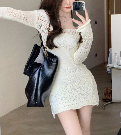 Calynda Knitted Lace Mini Dress