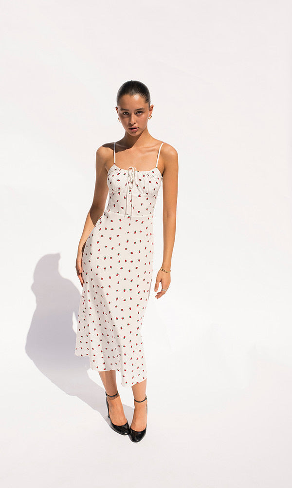 Chesney Strawberry Print Midi Dress