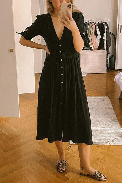 vmtvr - Button Knot Sleeve Dress