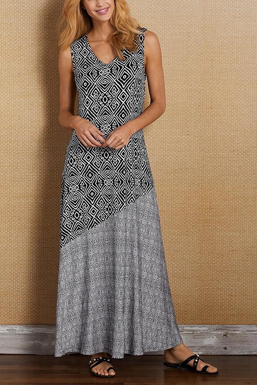 vmtvr - Boho Print Sleevelss Maxi Dress