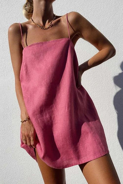 vmtvr Minimalism Linen Slip Mini Dress