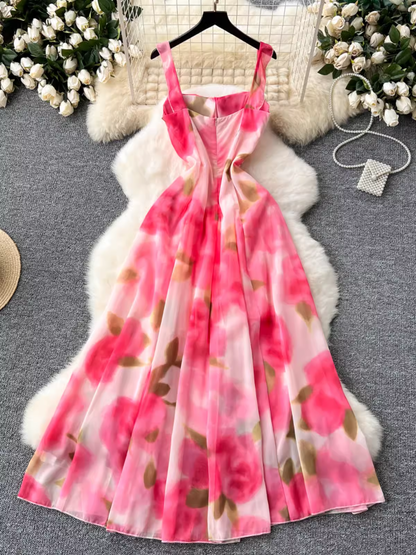 - Women's seaside holiday dress with rose print  GEU1470