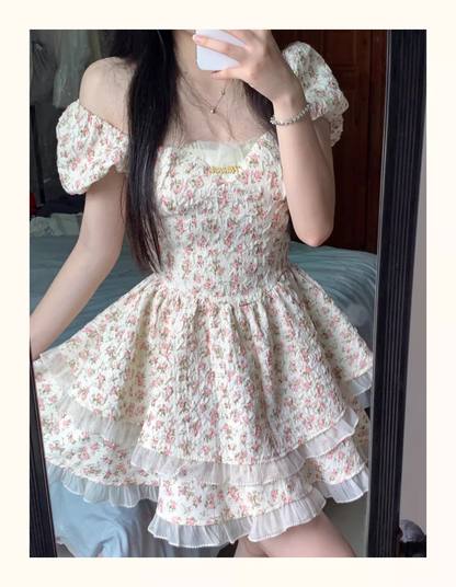 - Floral dress with hollow bow on the back Princess Tutu Dress  GEU1506