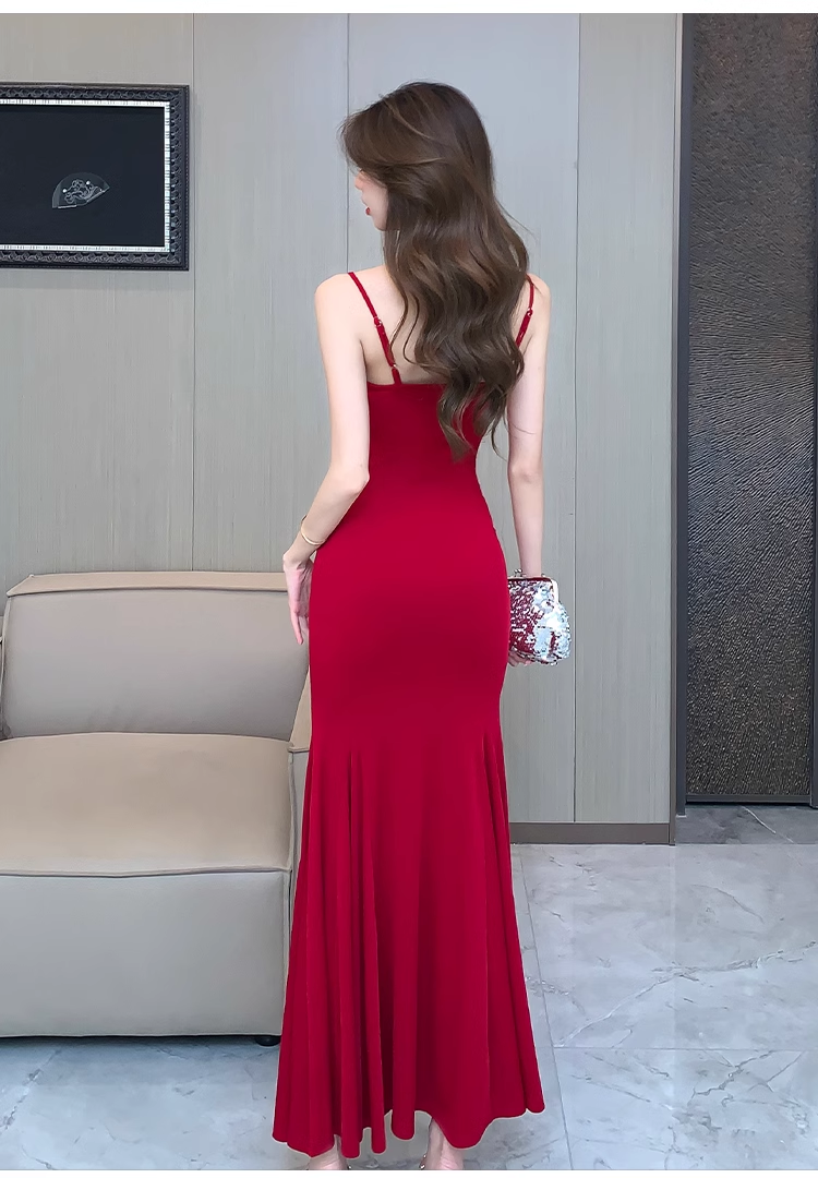 - Sexy Red Long Dress GEU1256