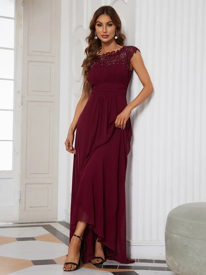 vmtvr - Elegant Evening Dresses O-Neck Sleeveless A-LINE Lace Floor-Length Gown 2023 Ever pretty of Burgundy Simple Prom Dress Women