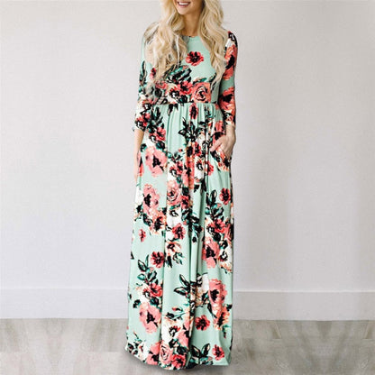 Women Summer Floral Print Maxi Dress White Boho Beach Dress Women Evening Party Long Dress Plus Size Vestidos Female