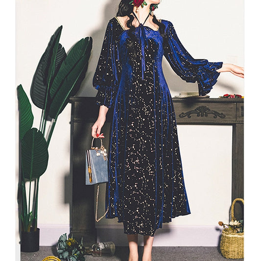 vmtvr Vintage Party Dress Women Evening French Elegant Retro Dress Female Casual Long Sleeve Flroal Midi Dress Korean Autumn Chic