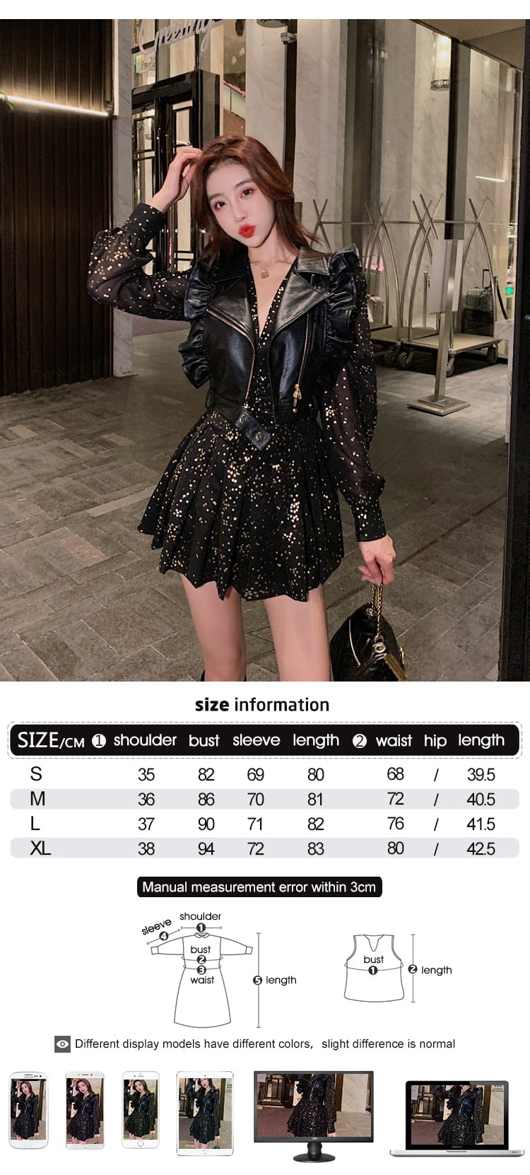 vmtvr - Fashion Korean 2 Piece Outfit Women Y2K Chic Casual Sexy Zipper Vest Tank Coat Sparkly Gold Print Mini Dress Slim Party Club Set