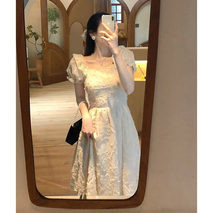 vmtvr French Vintage Kawaii Dress Women Elegant Designer Backless Korean Style Dress Female Casual Party Fairy Midi Dress Summer