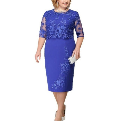 vmtvr Elegant Lace Plus Size Evening Dress Scoop Neck Half Sleeve Wedding Guest Party Gowns Short Mother Of The Bride Dresses