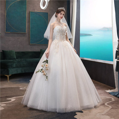 vmtvr Wedding Dress 2023 Gryffon Classic Strapless Wedding Gown With Train Lace Up Ball Gown Luxury Lace Embroidery Robe De Mariee