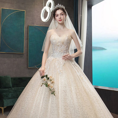 vmtvr Wedding Dress 2023 Gryffon Classic Strapless Wedding Gown With Train Lace Up Ball Gown Luxury Lace Embroidery Robe De Mariee