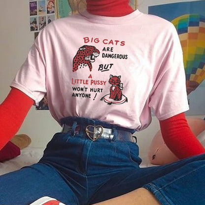 Big Cat Woman Tshirt Summer Tops For Women Short Sleeve T-Shirts  Graphic Tees Female Shirts Summer Tee Top Harajuku Ulzzang T-S