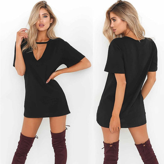 Sexy Women Deep V Neck Short sleeve Brown Mini Dress Nightwear Sleepwear Clubwear Party Loose Mini Dress